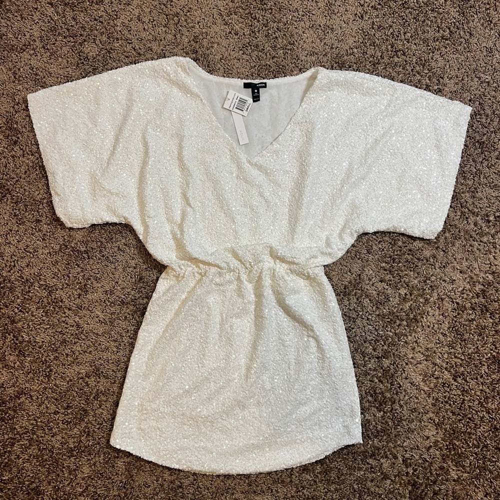 Aqua White Mini Dress